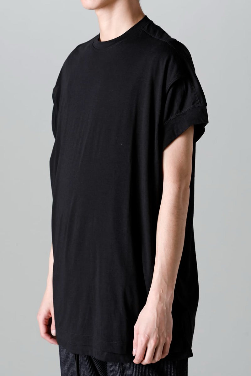 ダブルレイヤード半袖Tシャツ  ブラック