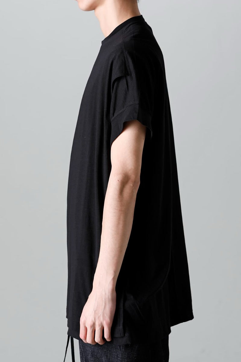 ダブルレイヤード半袖Tシャツ  ブラック