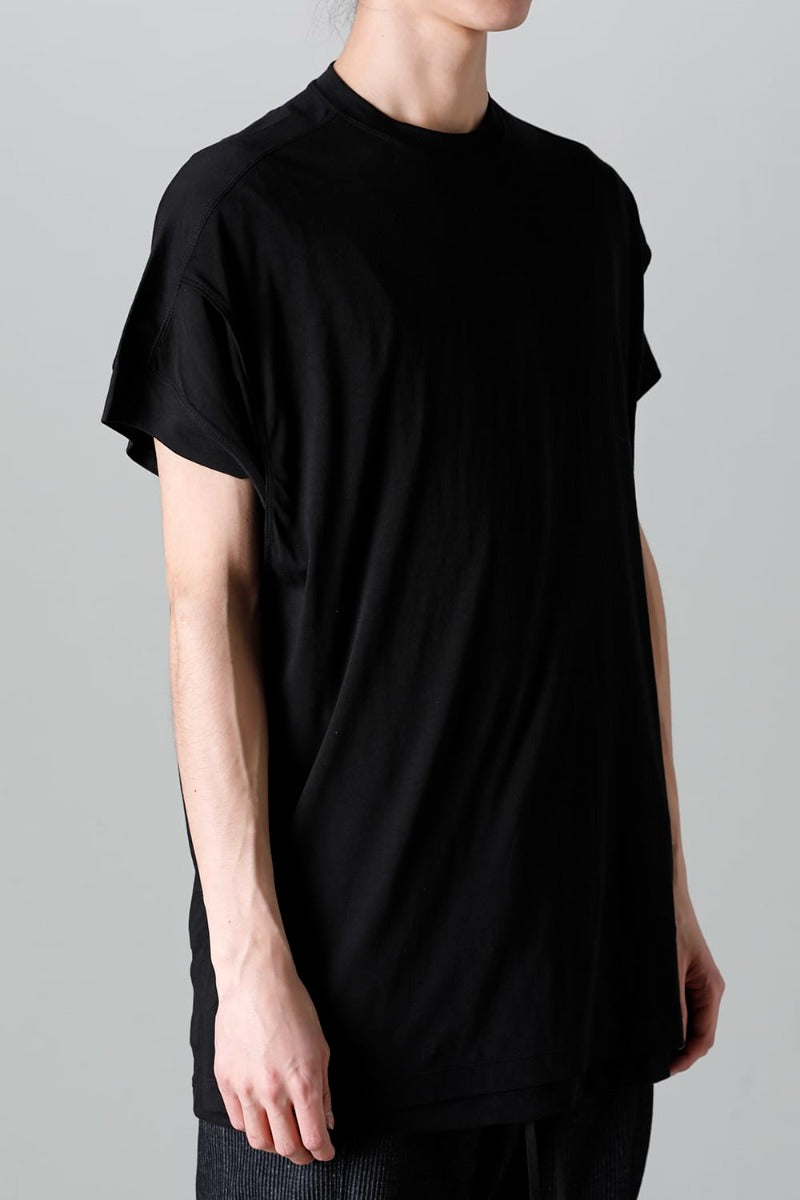 ダブルレイヤード半袖Tシャツ  ブラック