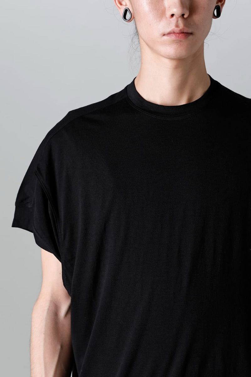 ダブルレイヤード半袖Tシャツ  ブラック
