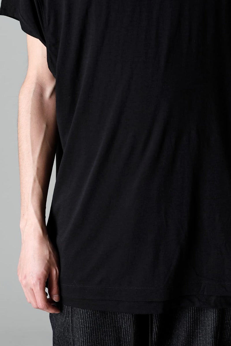 ダブルレイヤード半袖Tシャツ  ブラック