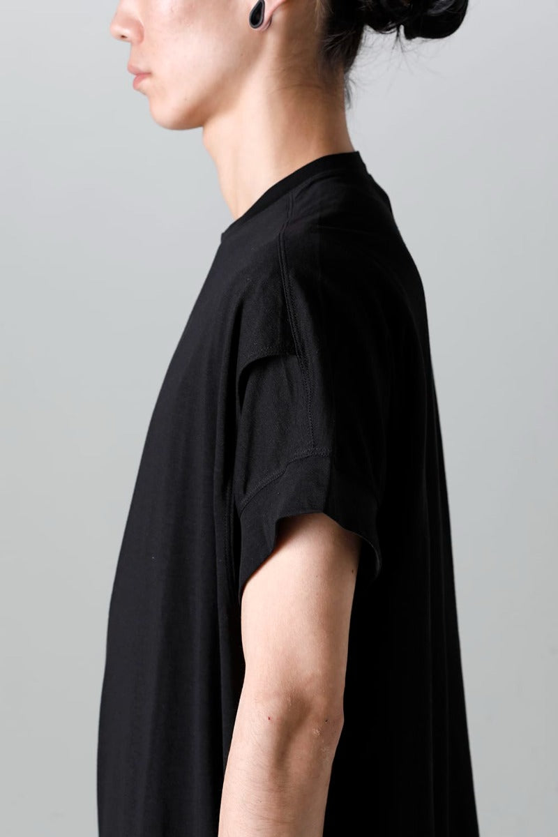 ダブルレイヤード半袖Tシャツ  ブラック