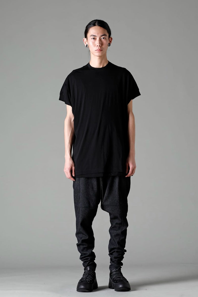 ダブルレイヤード半袖Tシャツ  ブラック