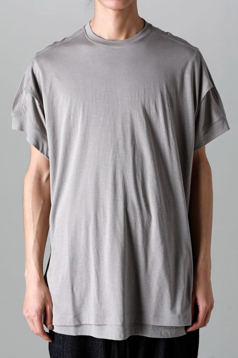 Double Layerd Short-Sleeve T-Shirt  Light Gray