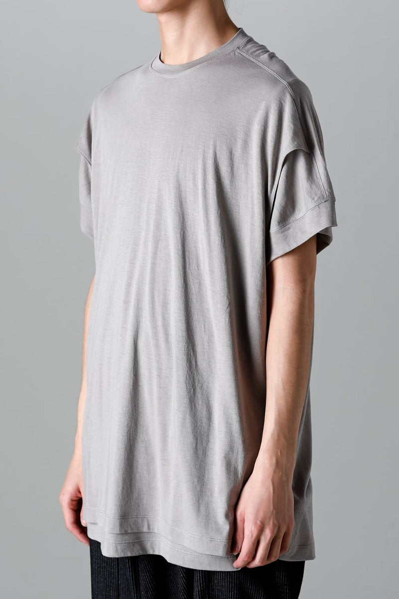 Double Layerd Short-Sleeve T-Shirt  Light Gray