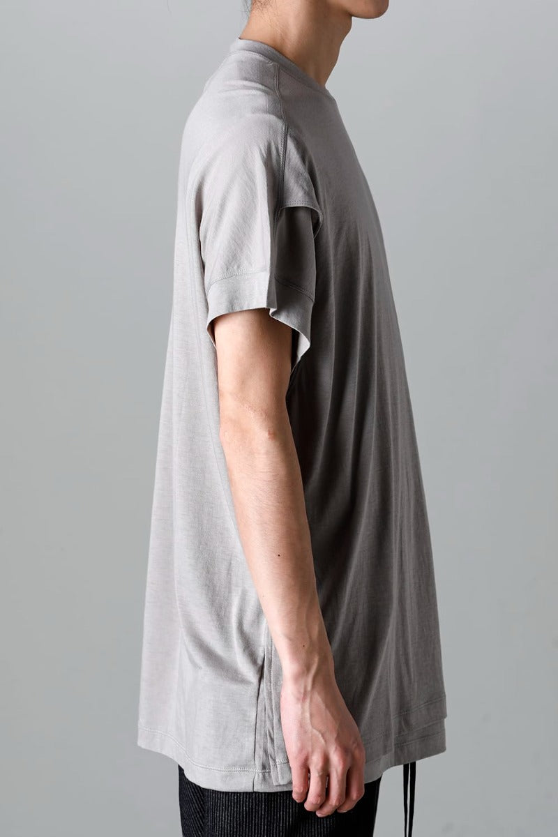 Double Layerd Short-Sleeve T-Shirt  Light Gray