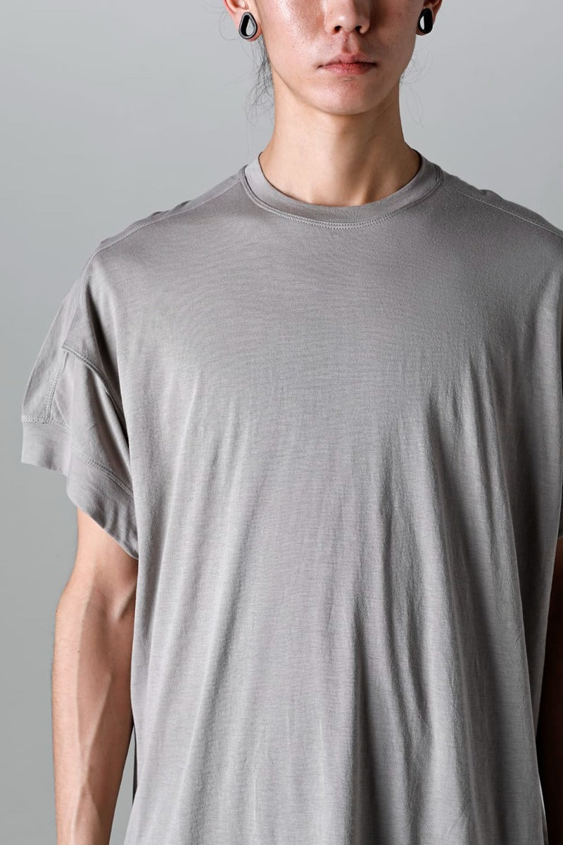 Double Layerd Short-Sleeve T-Shirt  Light Gray