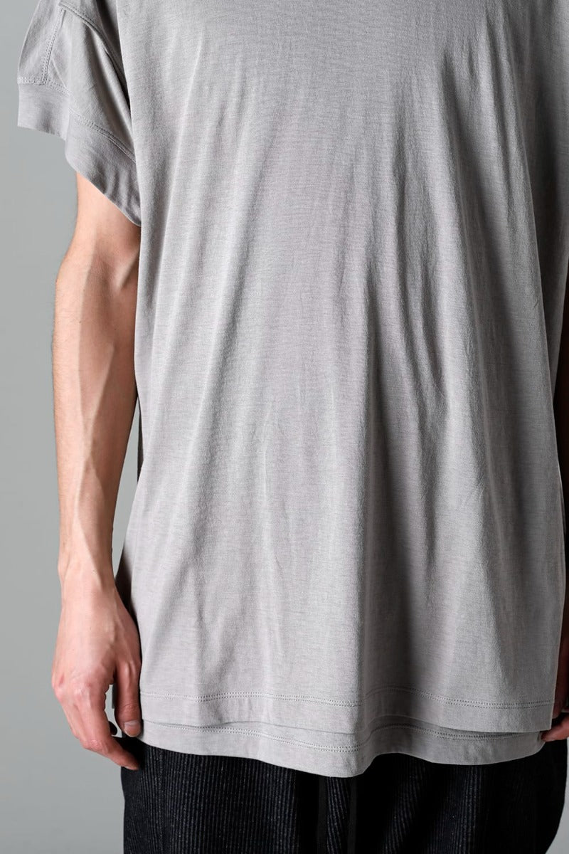 Double Layerd Short-Sleeve T-Shirt  Light Gray
