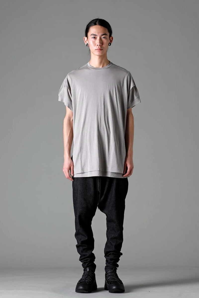 Double Layerd Short-Sleeve T-Shirt  Light Gray