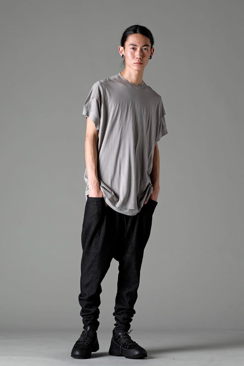 Double Layerd Short-Sleeve T-Shirt  Light Gray