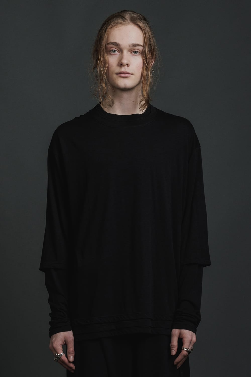 ダブルレイヤード Tシャツ  ブラック