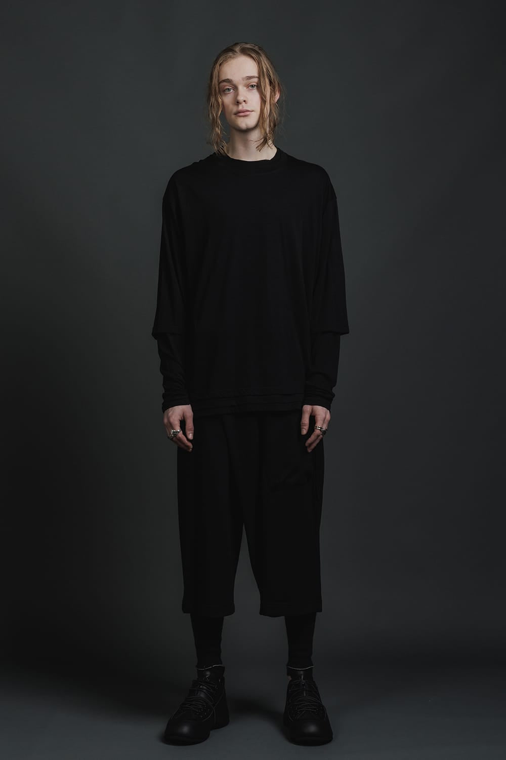 ダブルレイヤード Tシャツ  ブラック