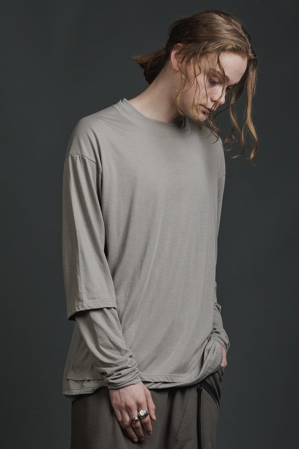 Double Layerd T-Shirt  Light Gray