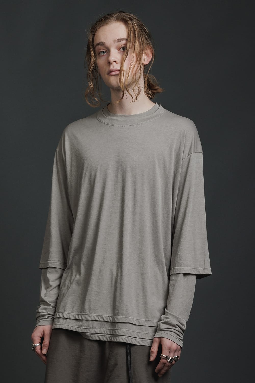 Double Layerd T-Shirt  Light Gray
