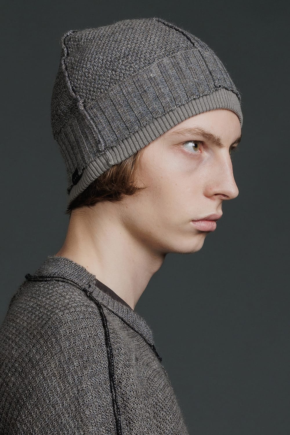 Knit Hat Gray Brown