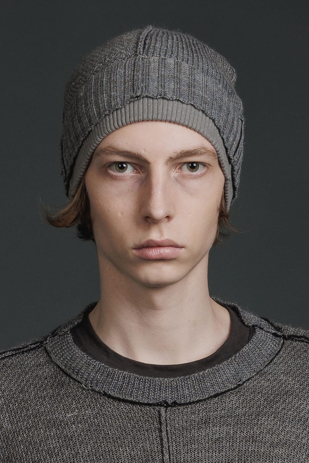 Knit Hat Gray Brown