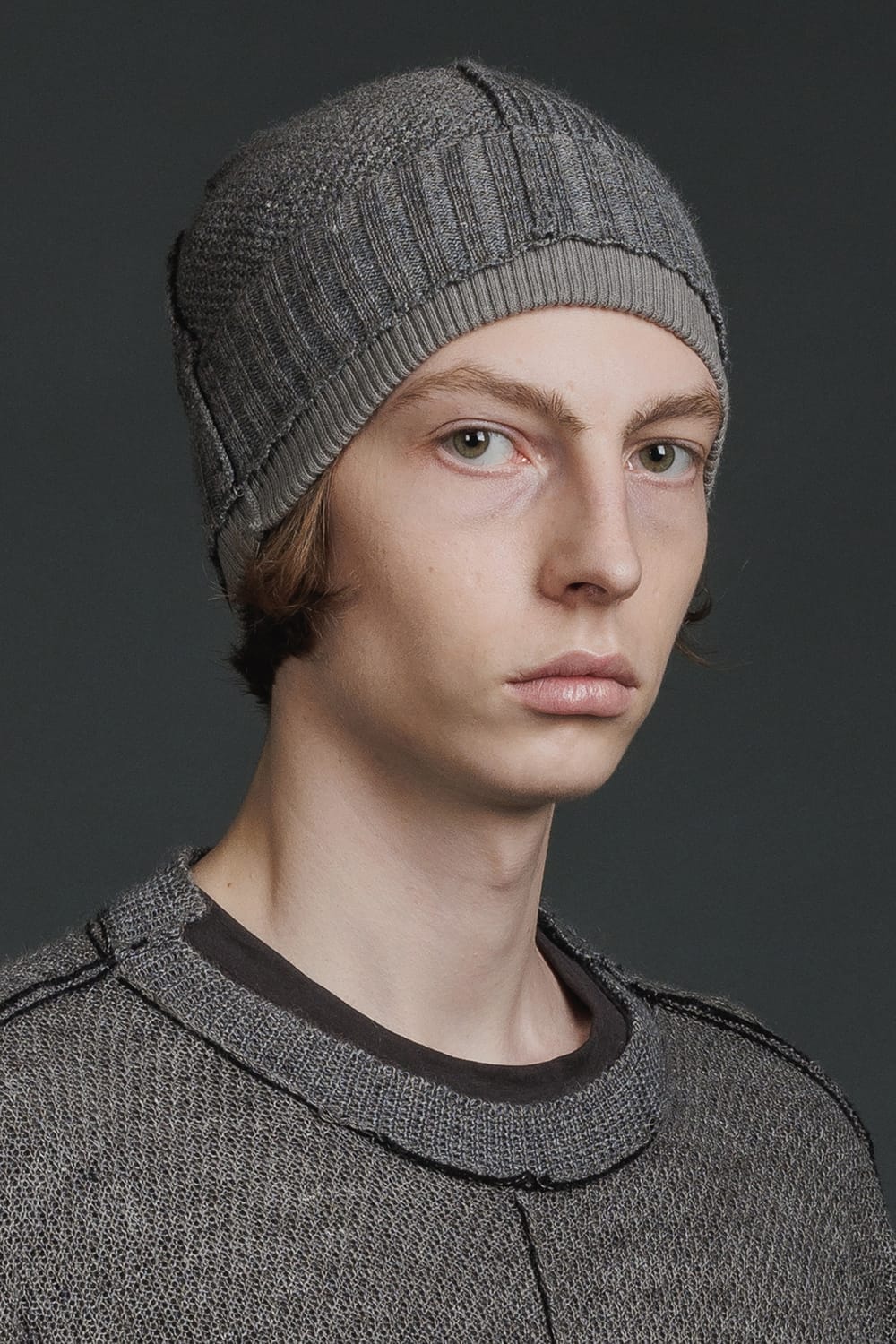 Knit Hat Gray Brown