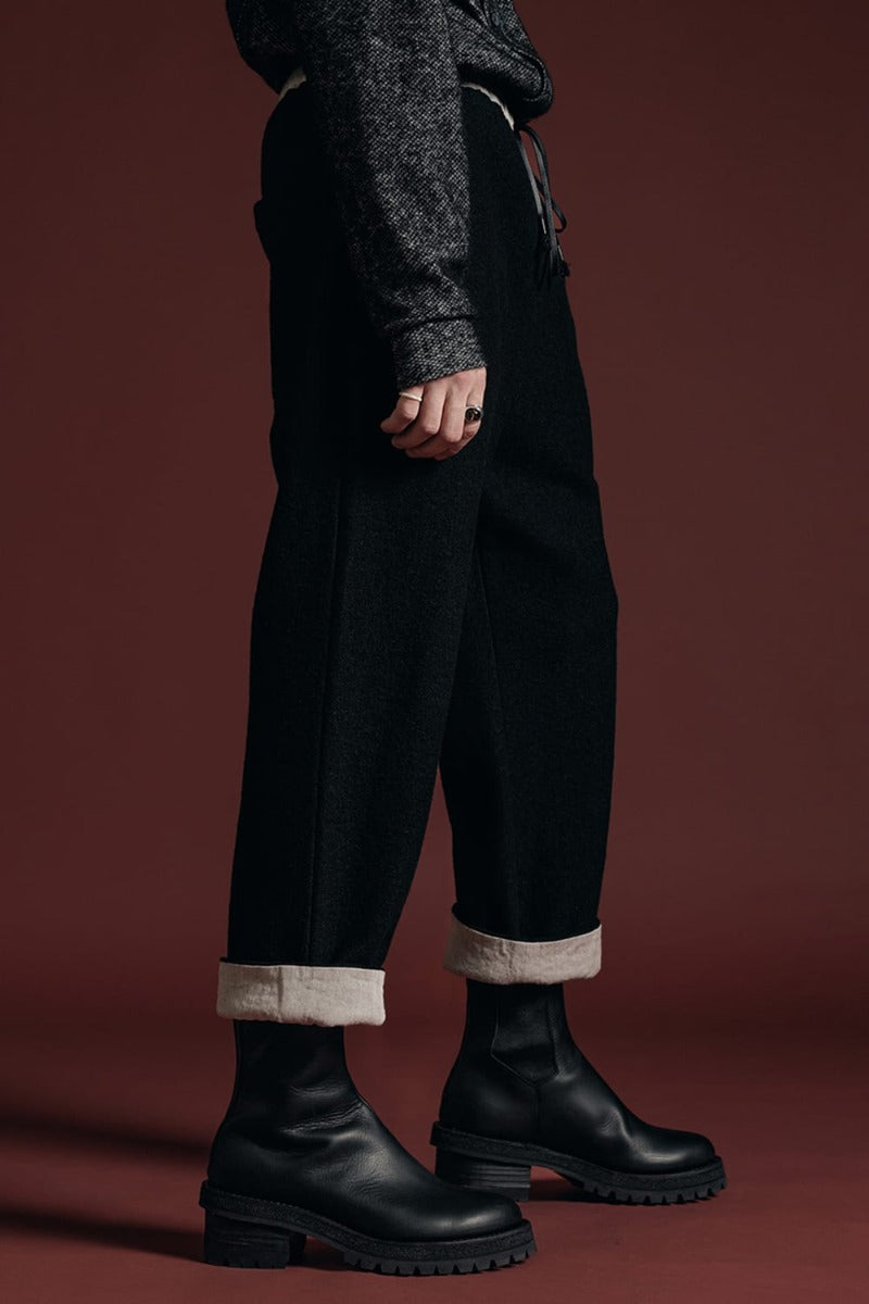 Fulling Wide Cropped Trousers Black