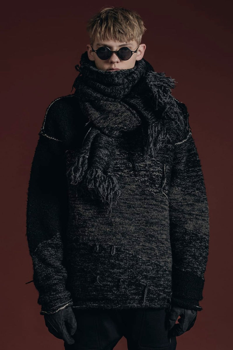 リバーシブル グランジ セーター ブラック