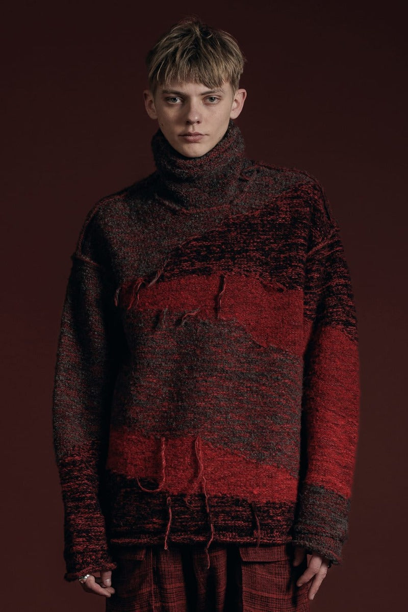 Reversible Grunge Sweater Red