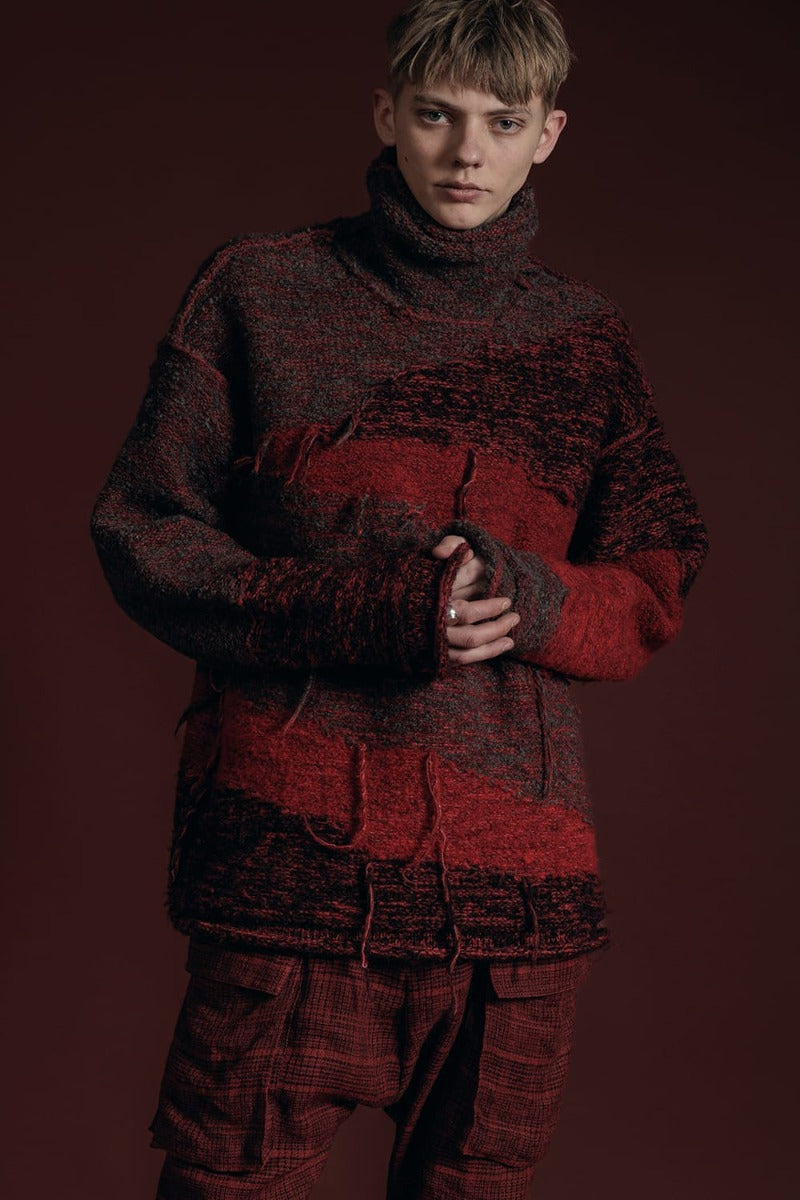 Reversible Grunge Sweater Red