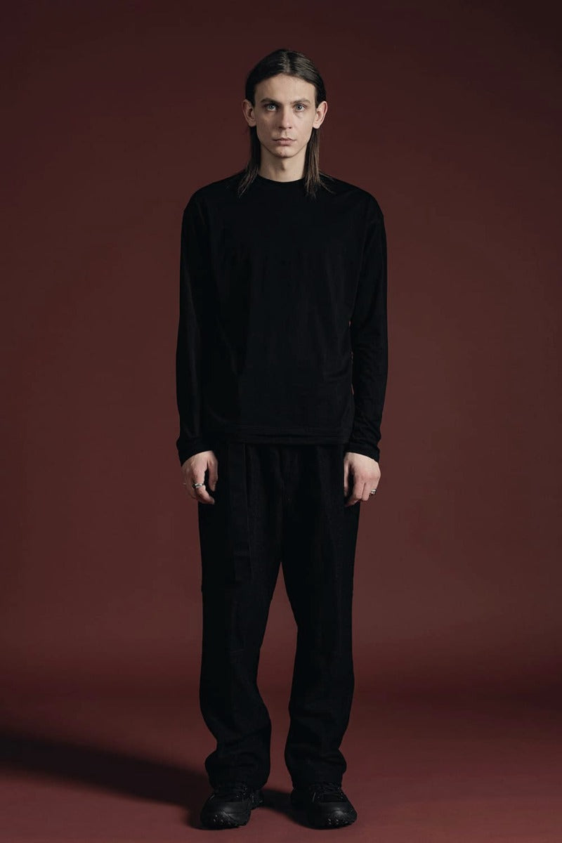 Cotton/Cashmere Long Sleeve T-Shirt Black