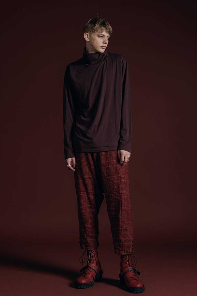 Cotton/Cashmere Turtle-Neck Long Sleeve T Wine