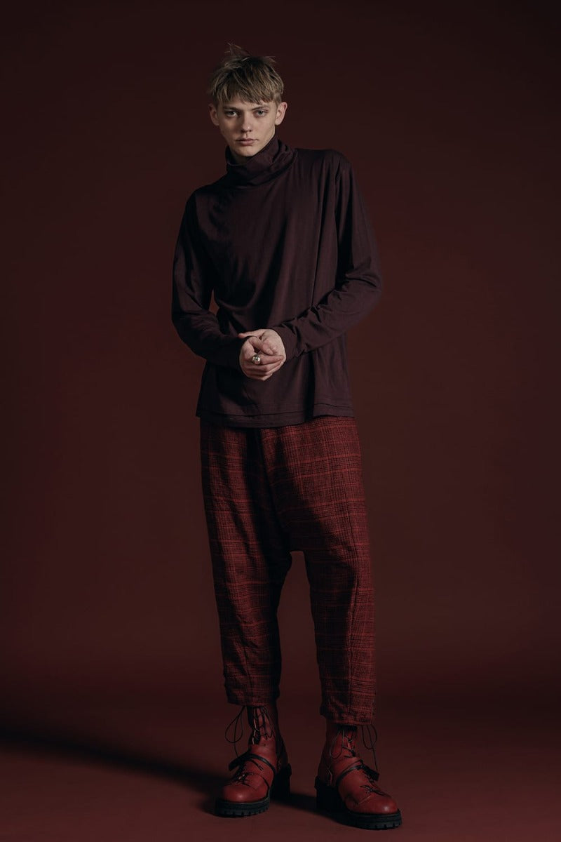 Cotton/Cashmere Turtle-Neck Long Sleeve T Wine