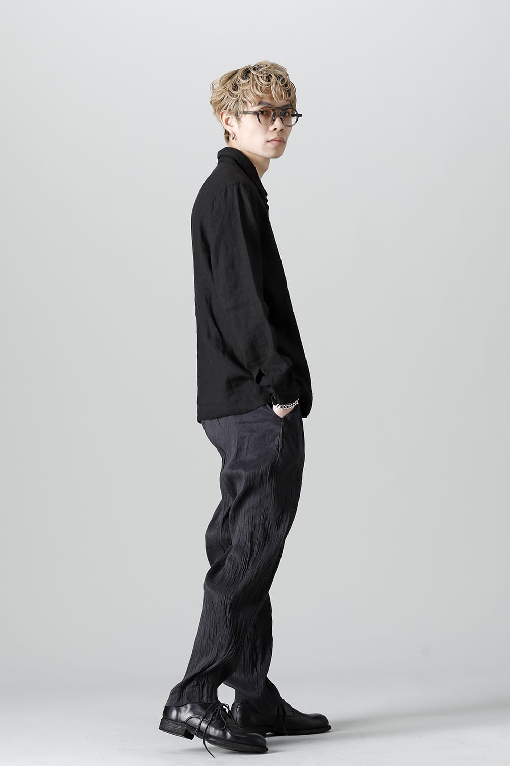 Silk Hemp Spiral Pants Black