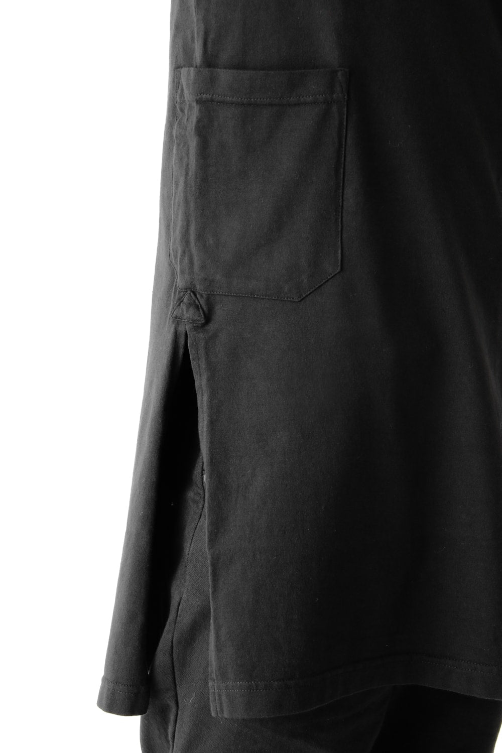 Vintage-esque Cotton Jersey Henry Neck Neck T Black