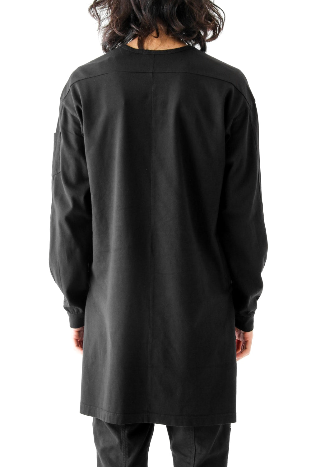 Vintage-esque Cotton Jersey Henry Neck Neck T Black