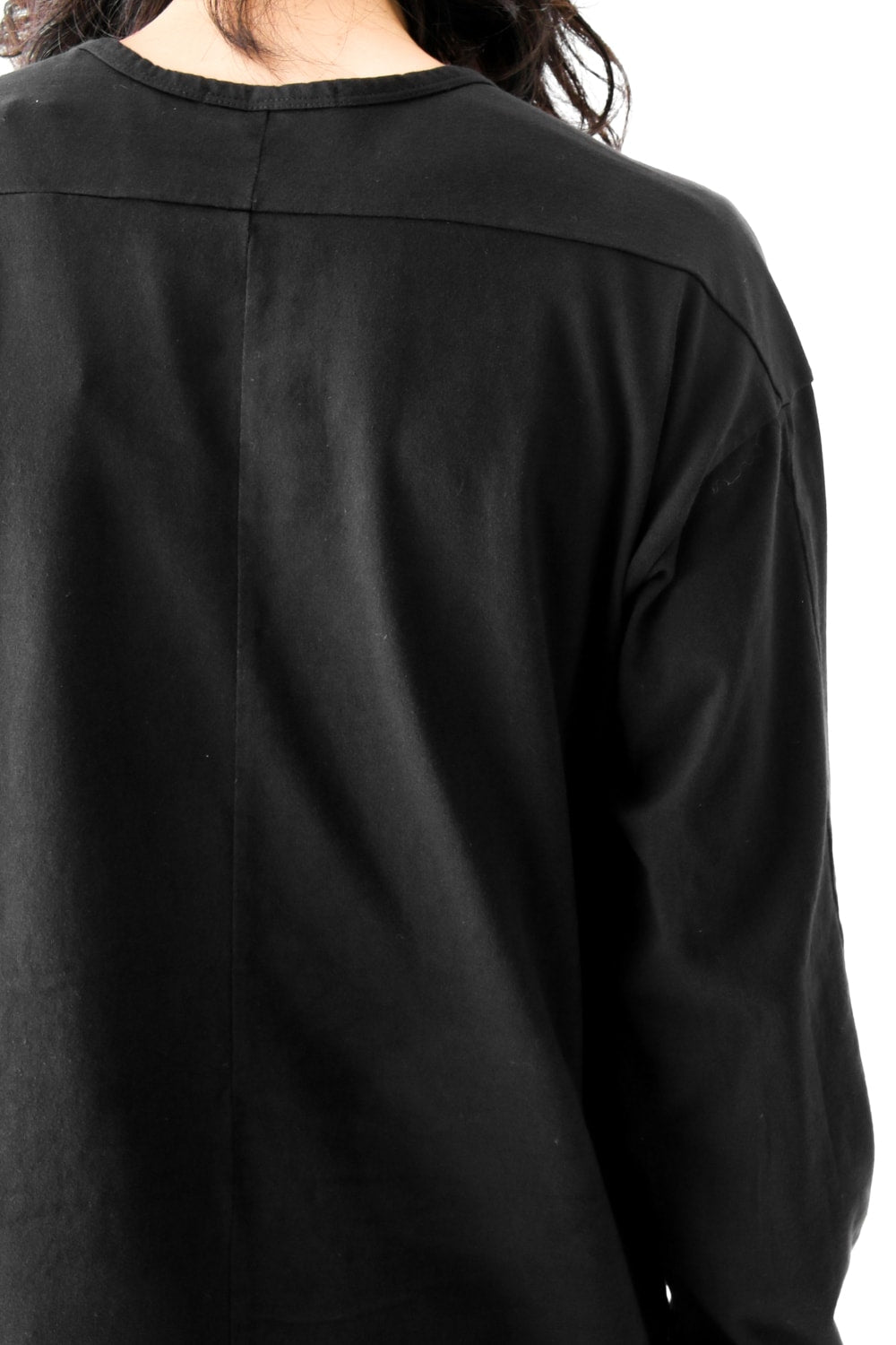 Vintage-esque Cotton Jersey Henry Neck Neck T Black