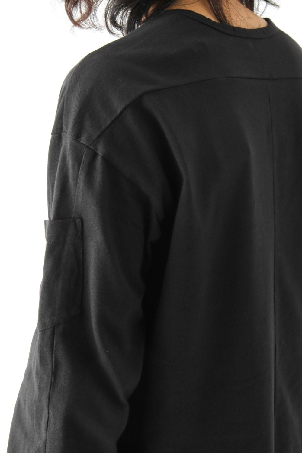 Vintage-esque Cotton Jersey Henry Neck Neck T Black