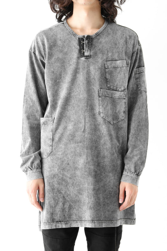 Vintage-esque Cotton Jersey Henry Neck Neck T Charcoal