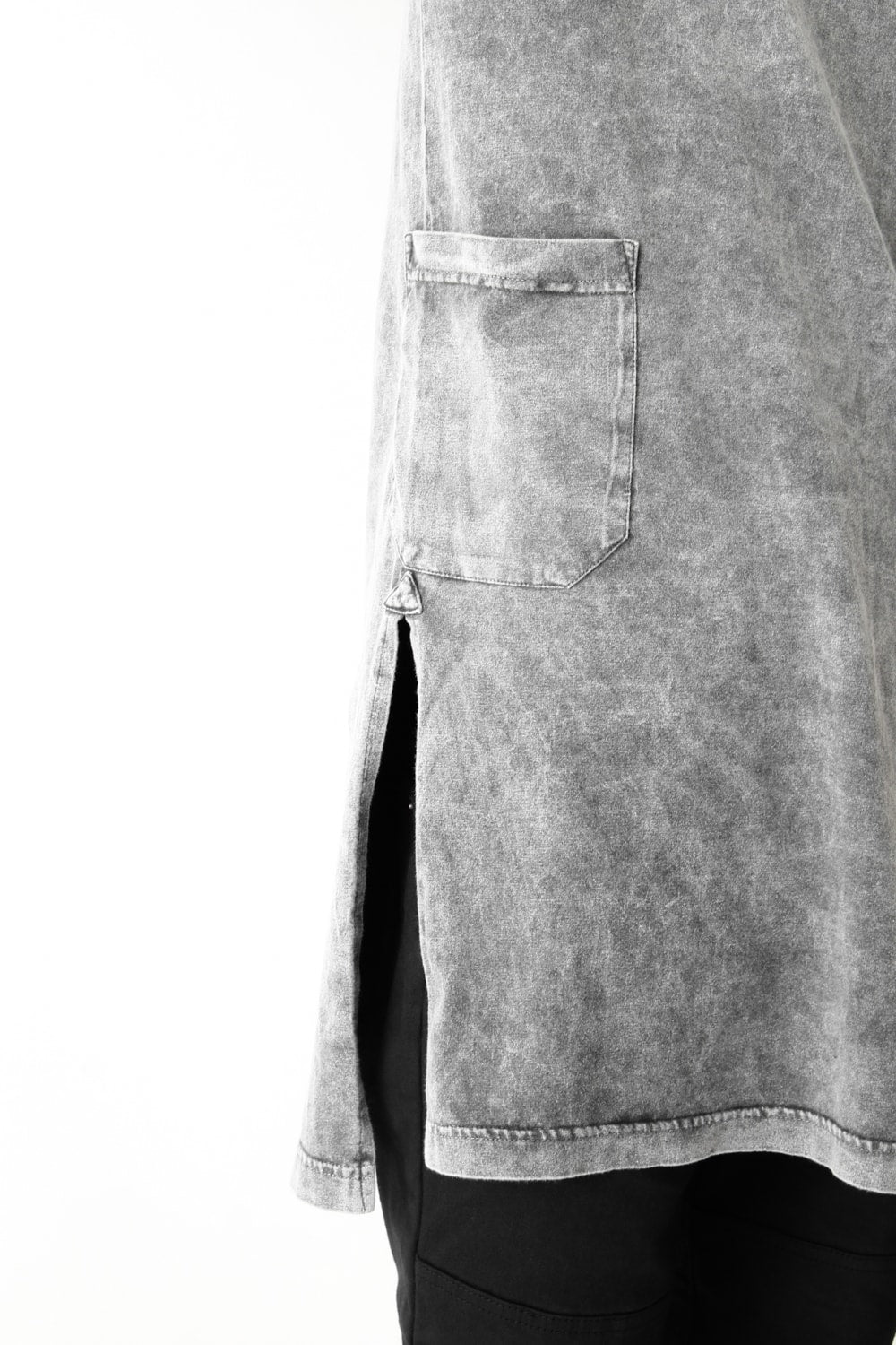 Vintage-esque Cotton Jersey Henry Neck Neck T Charcoal