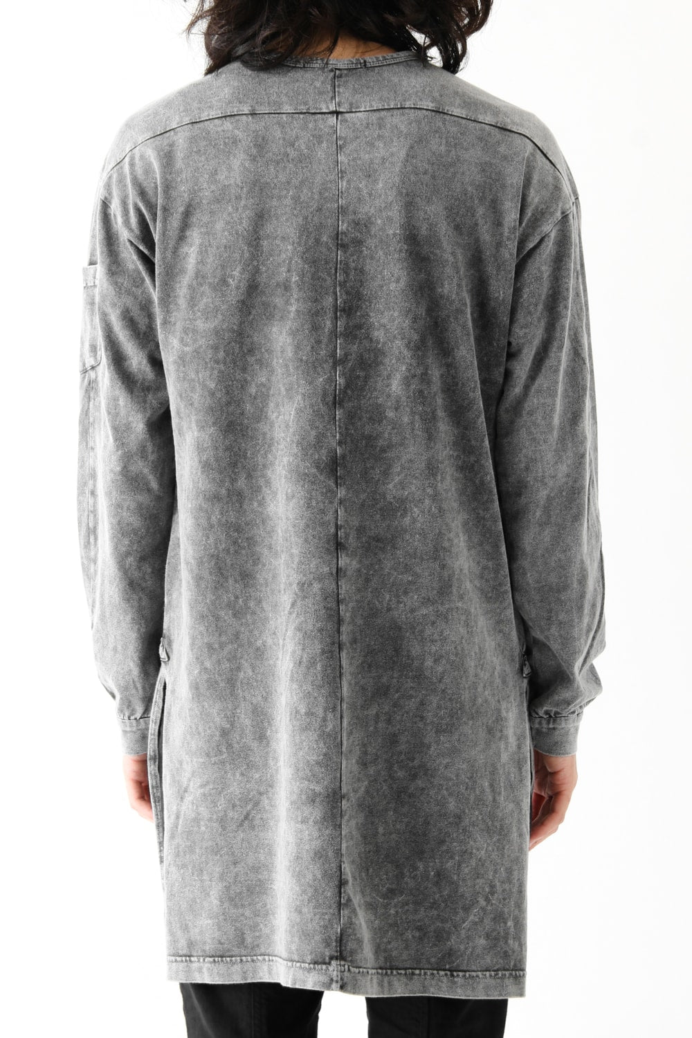 Vintage-esque Cotton Jersey Henry Neck Neck T Charcoal