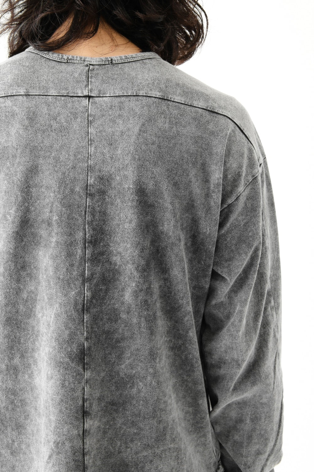 Vintage-esque Cotton Jersey Henry Neck Neck T Charcoal