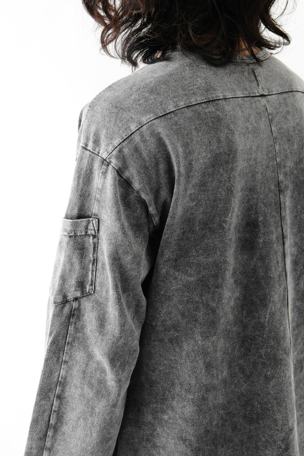 Vintage-esque Cotton Jersey Henry Neck Neck T Charcoal