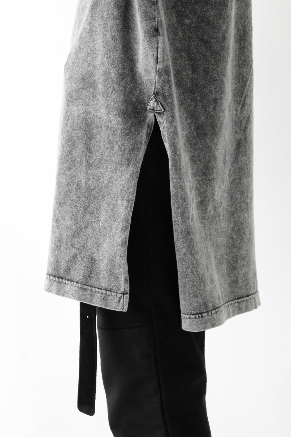 Vintage-esque Cotton Jersey Henry Neck Neck T Charcoal