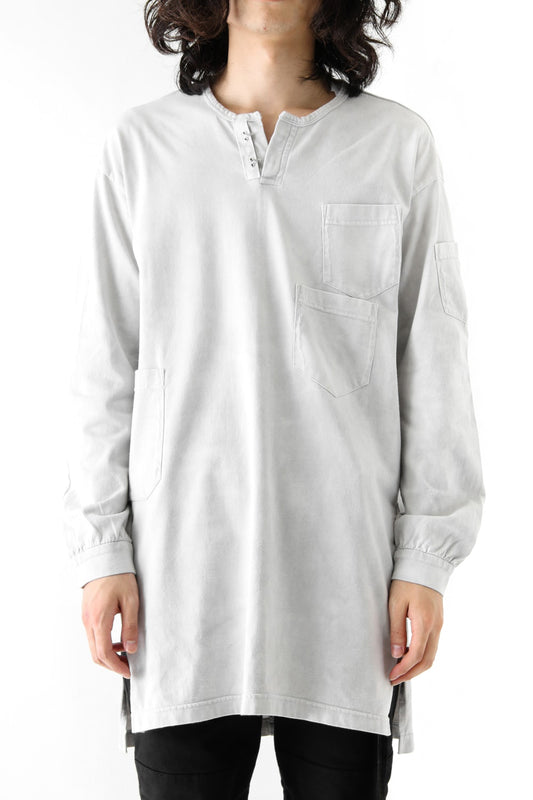 Vintage-esque Cotton Jersey Henry Neck Neck T Dirty White