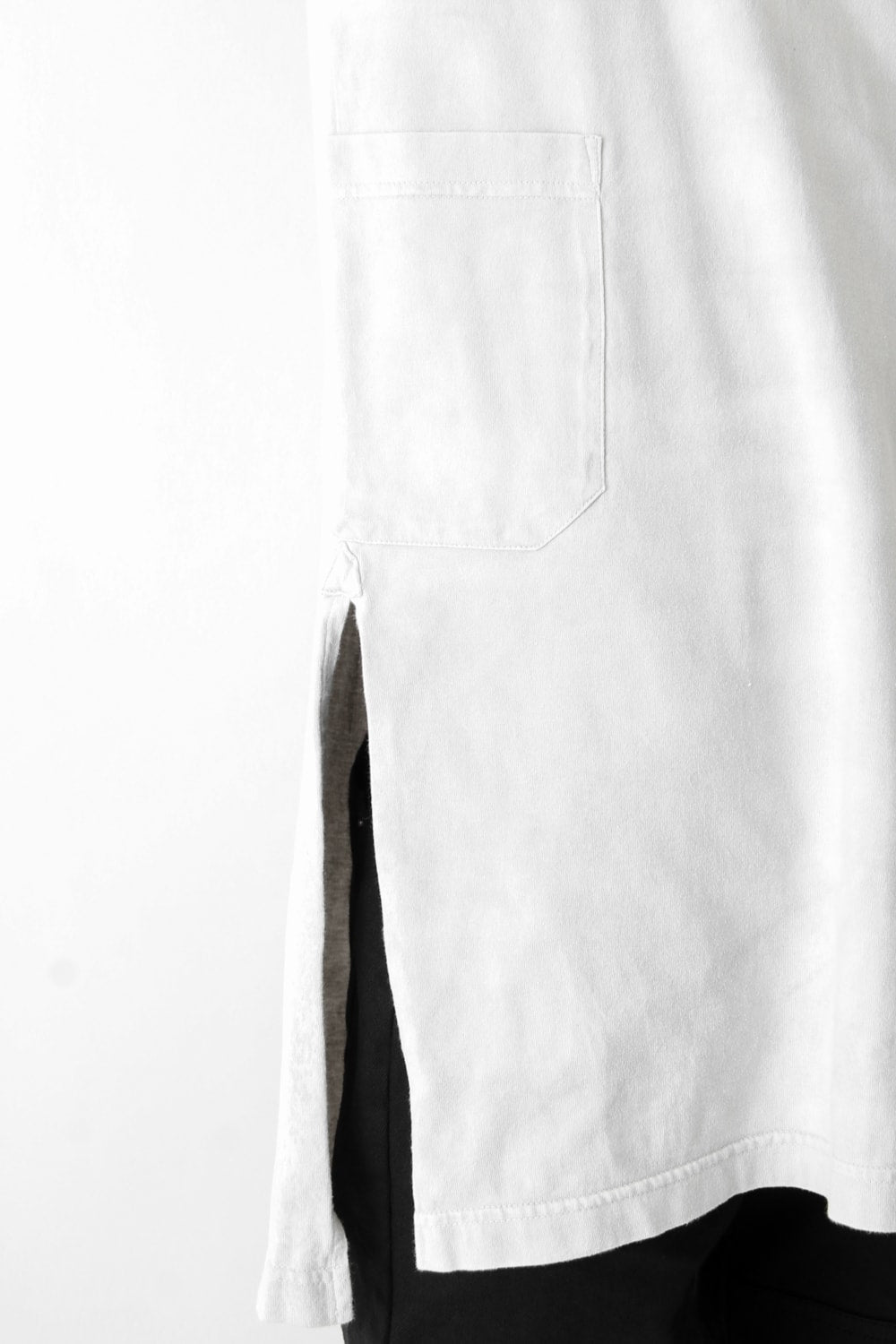 Vintage-esque Cotton Jersey Henry Neck Neck T Dirty White