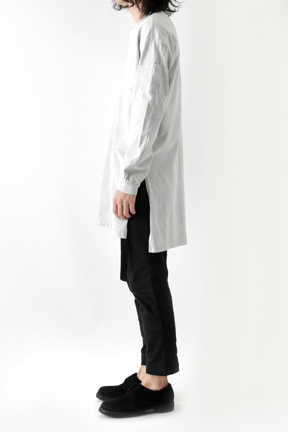 Vintage-esque Cotton Jersey Henry Neck Neck T Dirty White