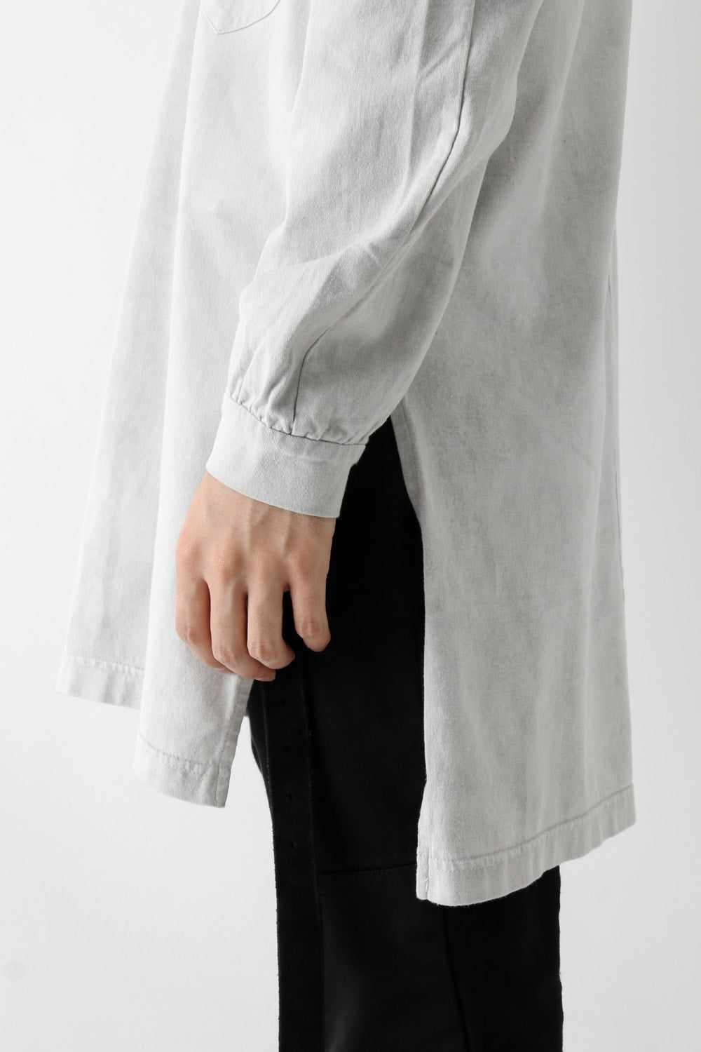 Vintage-esque Cotton Jersey Henry Neck Neck T Dirty White