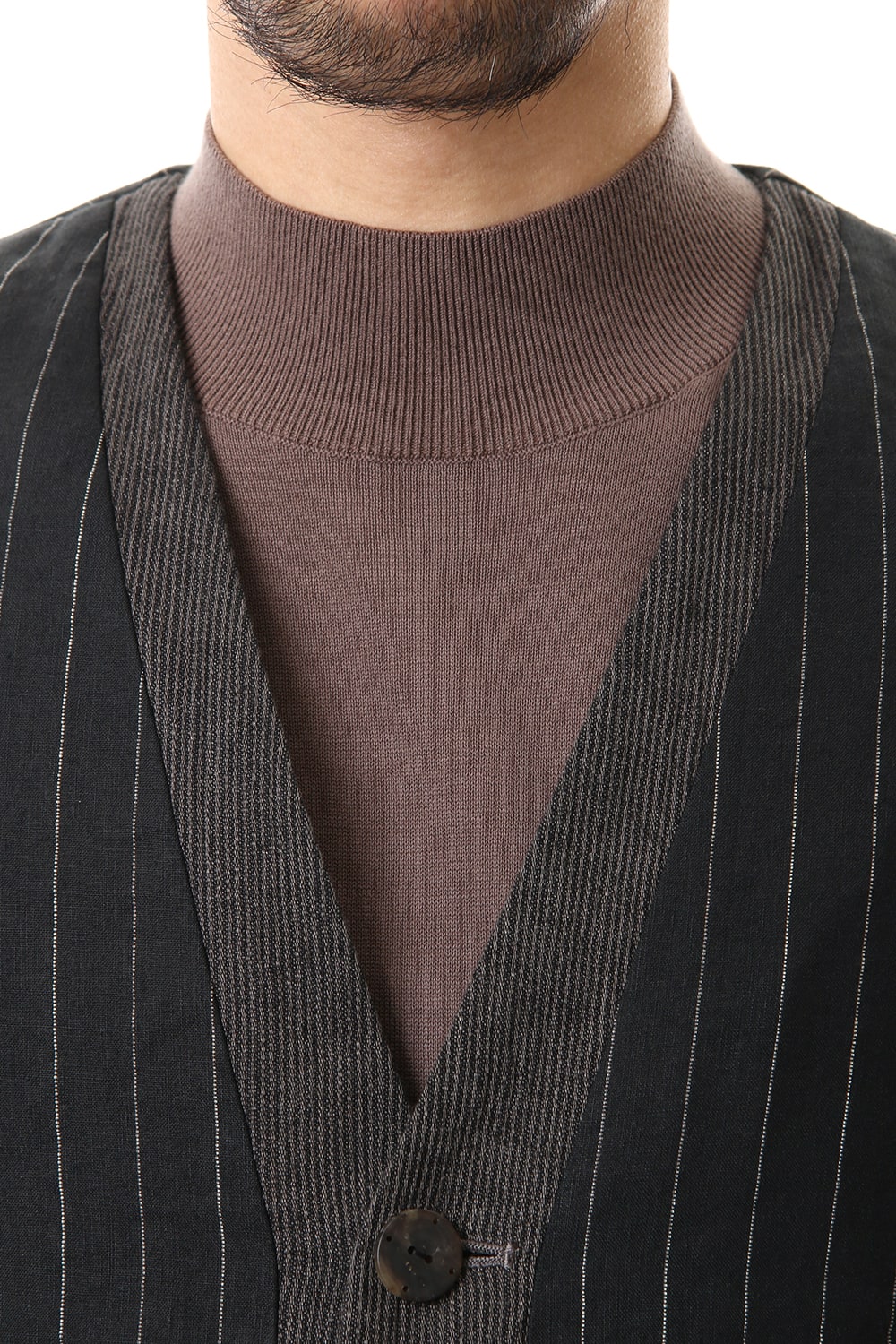 Vest Linen viscose stripe Black