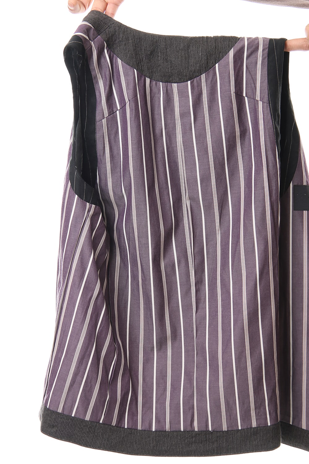 Vest Linen viscose stripe Black