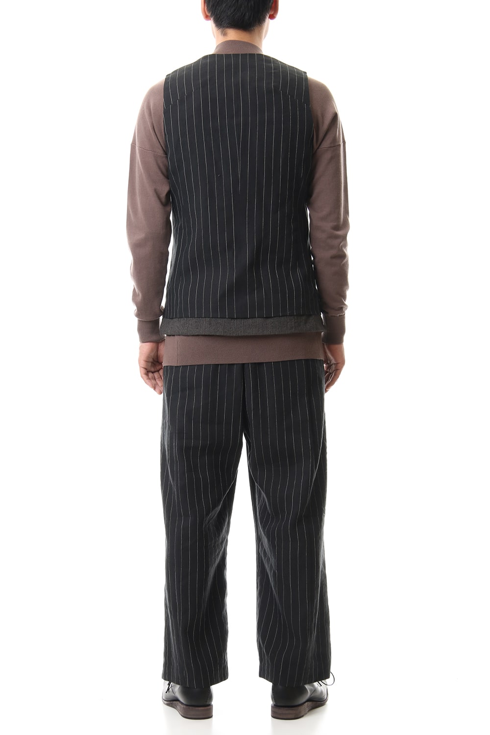 Vest Linen viscose stripe Black