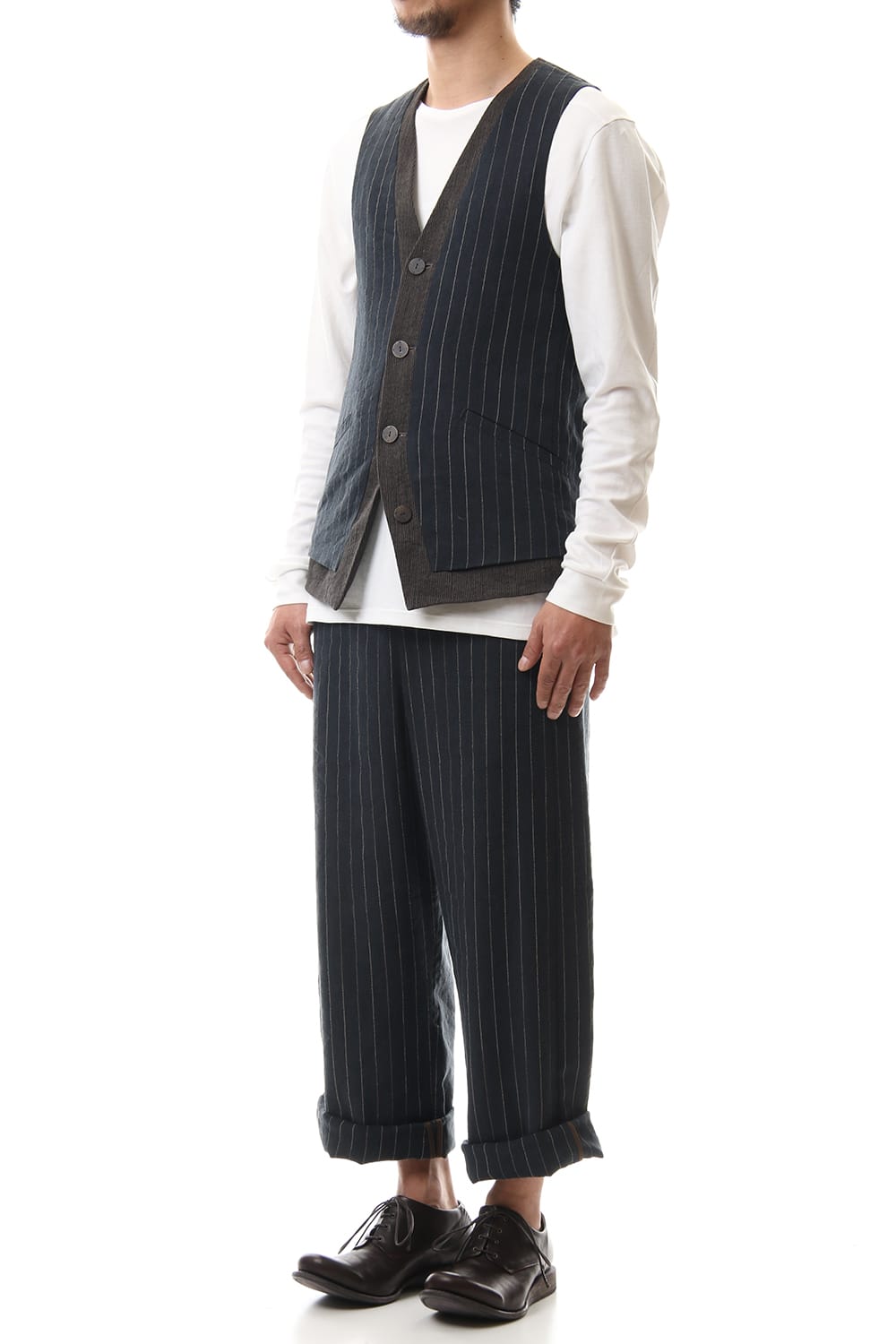 Vest Linen viscose stripe Dark Navy