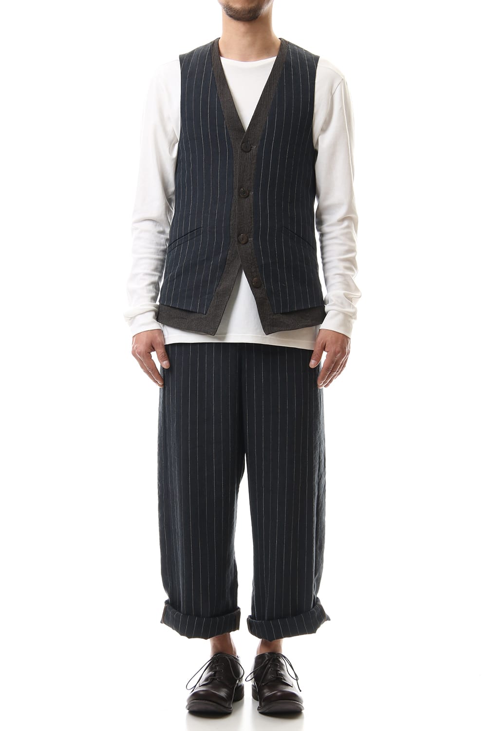 Vest Linen viscose stripe Dark Navy