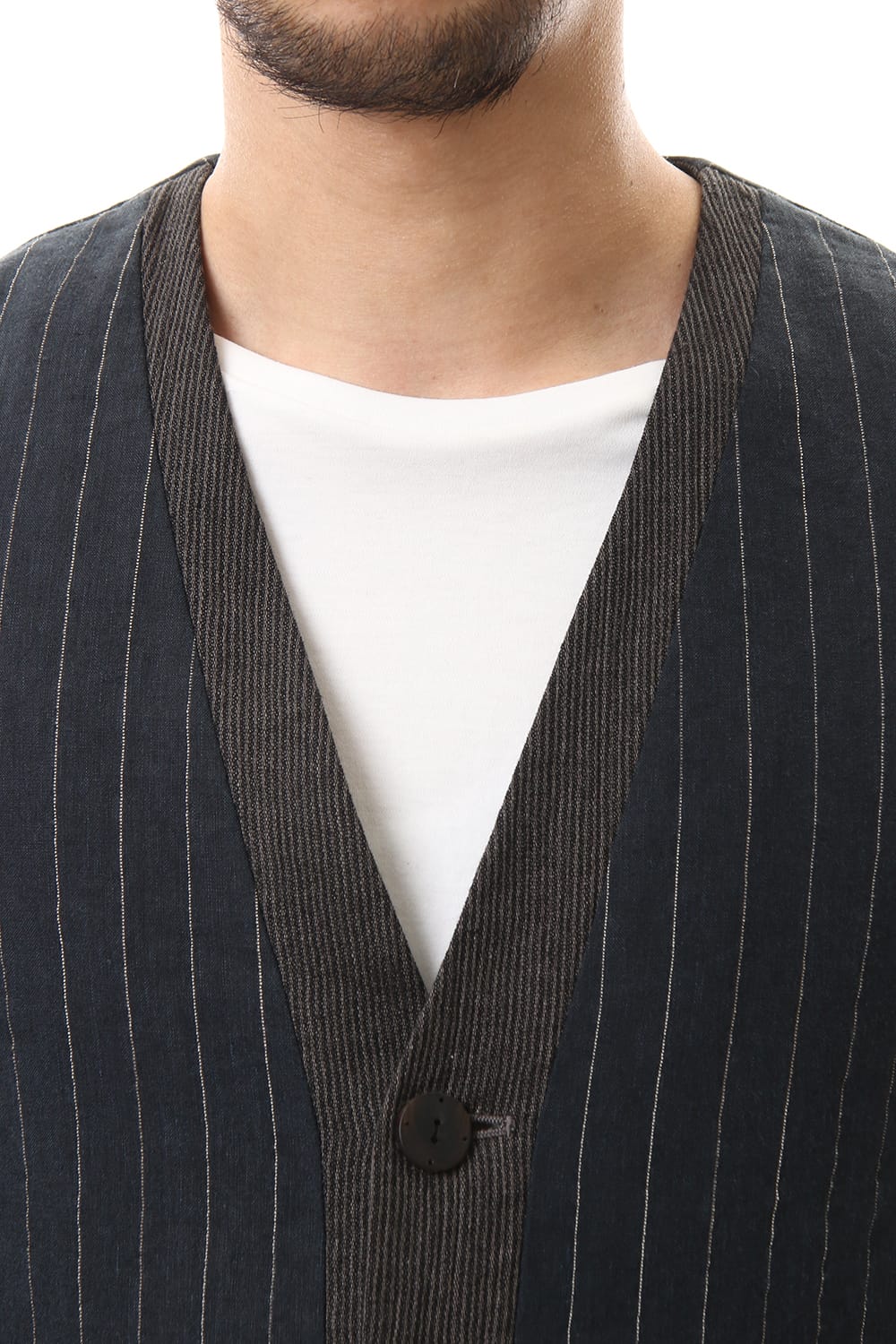 Vest Linen viscose stripe Dark Navy