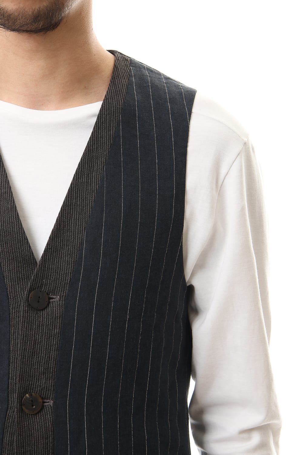 Vest Linen viscose stripe Dark Navy